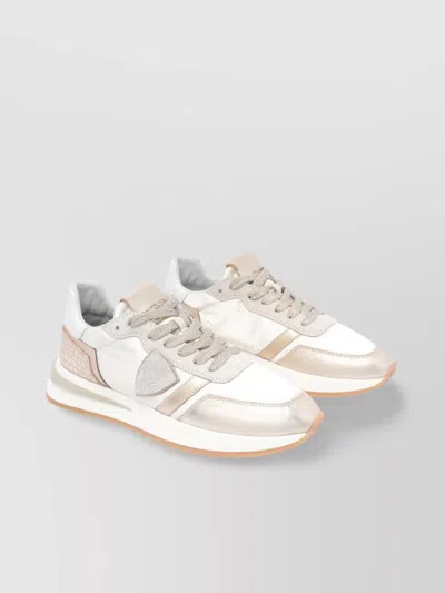 Philippe Model Low Top Leather Sneakers With Textured Panels In Pink