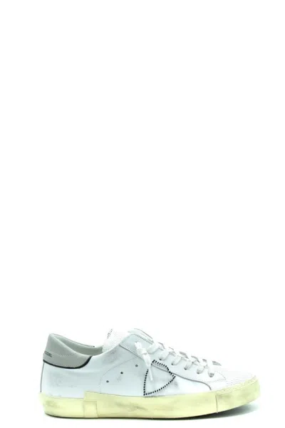 Philippe Model Low-top Leather Sneakers With Triangular Logo Detail In Multi