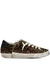 Philippe Model Stitched Leopard Print Low-top Sneakers Slip-on In Brown