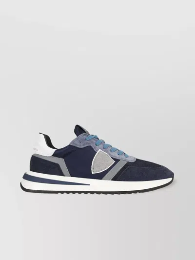 Philippe Model Low Top Sneakers With Mesh And Suede In Blue