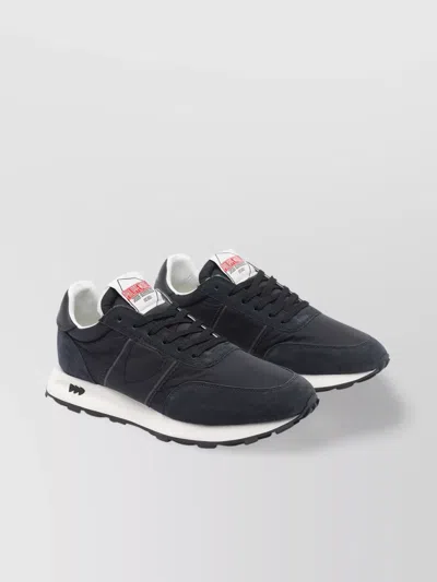 Philippe Model Low Top Sneakers With Rubber Sole And Suede Accents In Black