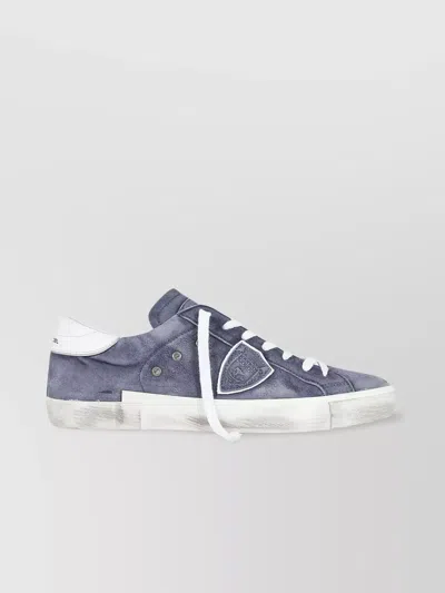 Philippe Model Low Top Suede Sneakers Vintage Washed In Blue