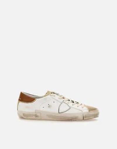 Pre-owned Philippe Model Low Vintage Mixage White Leather Men's Sneakers 100% Original