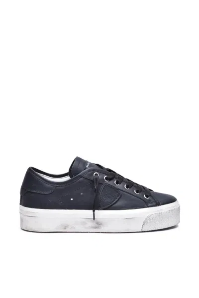 Philippe Model Low-top Black Leather Sneakers In Multi