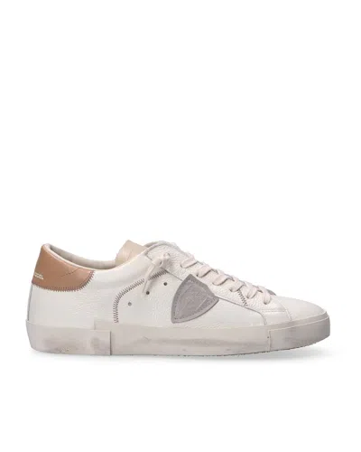 Philippe Model Luxury Calf Leather Sneakers For Men In White