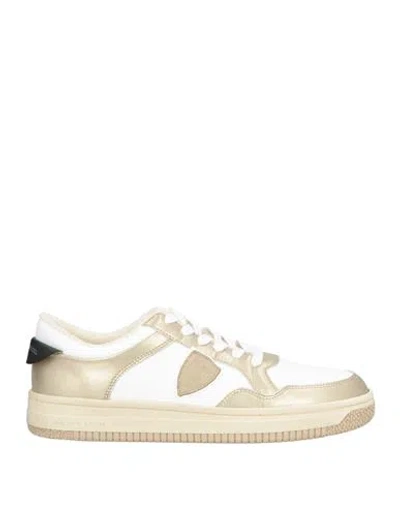 Philippe Model Lyon Woman Sneakers Platinum Size 7 Leather In Gold