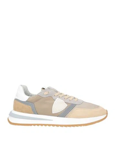 Philippe Model Man Sneakers Beige Size 8 Leather, Textile Fibers