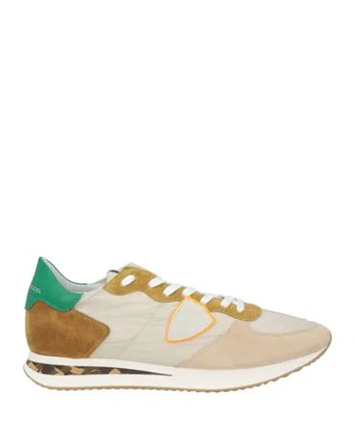 Philippe Model Man Sneakers Beige Size 9 Leather, Textile Fibers In Sand