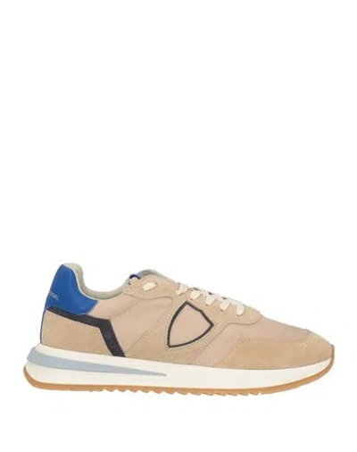 Philippe Model Man Sneakers Beige Size 9 Leather, Textile Fibers In Nude