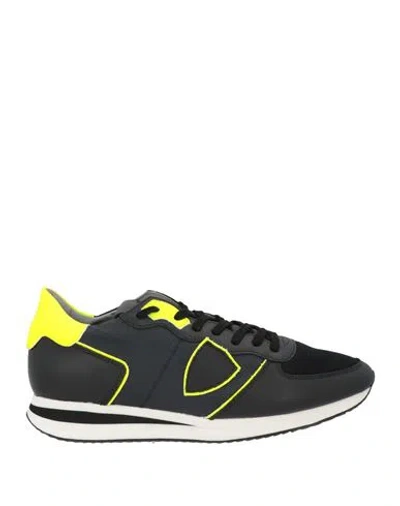 Philippe Model Man Sneakers Black Size 6 Leather, Textile Fibers