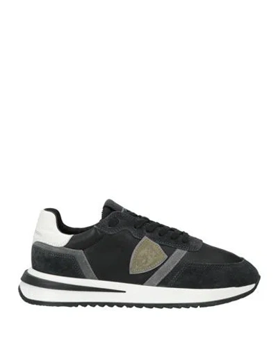 PHILIPPE MODEL PHILIPPE MODEL MAN SNEAKERS BLACK SIZE 9 LEATHER, TEXTILE FIBERS