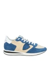 Philippe Model Man Sneakers Blue Size 8 Soft Leather, Textile Fibers In Blue