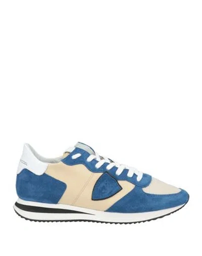Philippe Model Man Sneakers Blue Size 8 Soft Leather, Textile Fibers