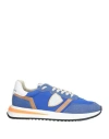 Philippe Model Man Sneakers Bright Blue Size 9 Leather, Textile Fibers In Blue