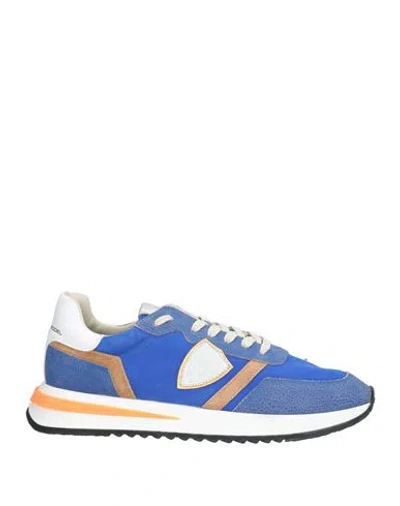Philippe Model Man Sneakers Bright Blue Size 9 Leather, Textile Fibers