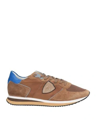 Philippe Model Man Sneakers Brown Size 9 Leather, Textile Fibers
