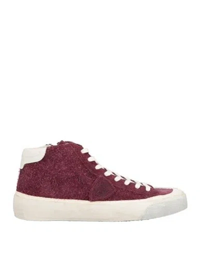 Philippe Model Man Sneakers Burgundy Size 8 Soft Leather In Red