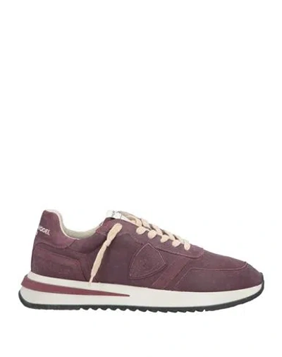 Philippe Model Man Sneakers Burgundy Size 9 Soft Leather In Brown