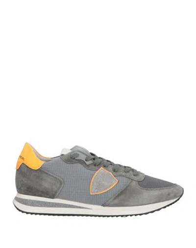 Philippe Model Man Sneakers Charcoal Size 9 Leather, Textile Fibers In Gray