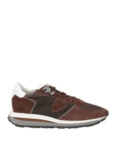 Philippe Model Man Sneakers Chocolate Brown Size 11 Leather, Textile Fibers