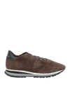 Philippe Model Man Sneakers Chocolate Brown Size 7 Leather, Textile Fibers In Brown