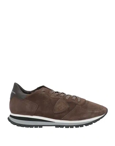 Philippe Model Man Sneakers Chocolate Brown Size 7 Leather, Textile Fibers