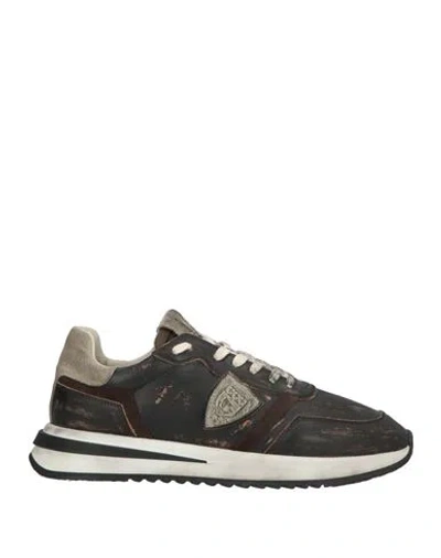 Philippe Model Man Sneakers Dark Brown Size 12 Leather In Black