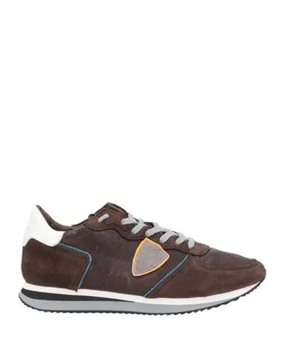 Philippe Model Man Sneakers Dark Brown Size 12 Leather, Textile Fibers