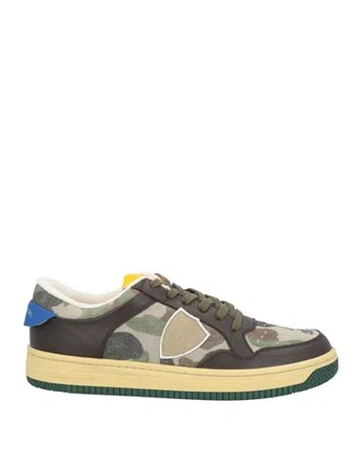 Philippe Model Man Sneakers Dark Brown Size 6 Leather, Textile Fibers