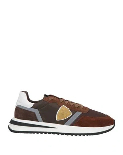 Philippe Model Man Sneakers Dark Brown Size 9 Leather, Textile Fibers