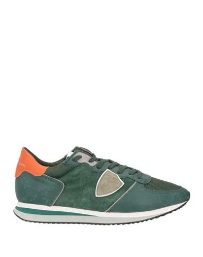 Philippe Model Man Sneakers Green Size 9 Leather, Textile Fibers