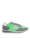 Philippe Model Man Sneakers Lime Green Size 9 Leather, Textile Fibers In Green