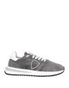 Philippe Model Man Sneakers Grey Size 11 Soft Leather, Textile Fibers In Grey
