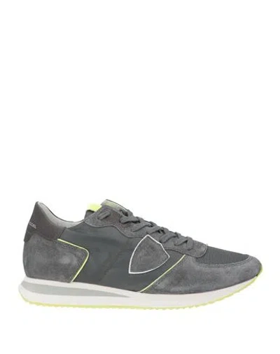 Philippe Model Man Sneakers Grey Size 8 Leather, Textile Fibers