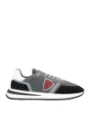 PHILIPPE MODEL PHILIPPE MODEL MAN SNEAKERS GREY SIZE 7 SOFT LEATHER, TEXTILE FIBERS