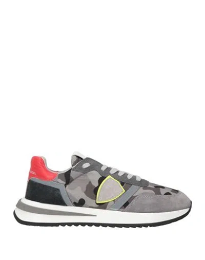Philippe Model Man Sneakers Grey Size 9 Leather, Textile Fibers