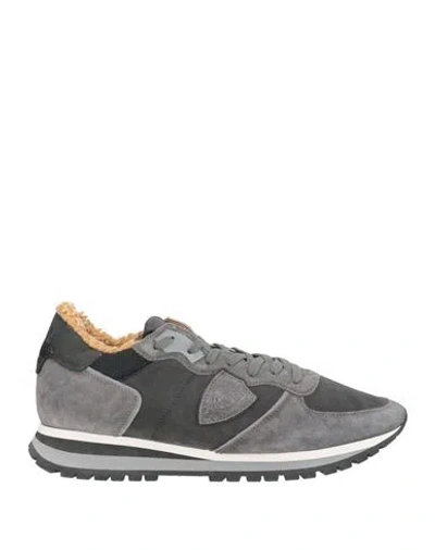 Philippe Model Man Sneakers Grey Size 9 Leather, Textile Fibers In Gray