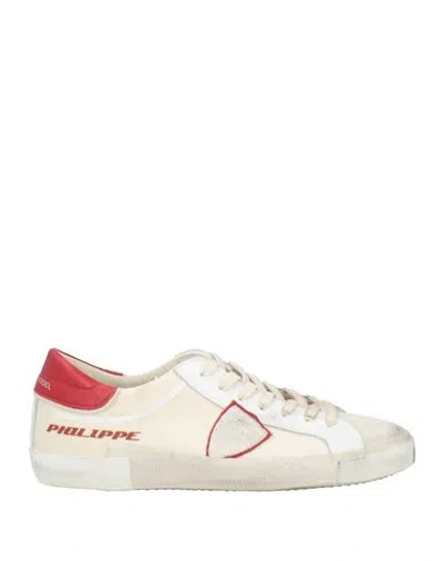 Philippe Model Man Sneakers Ivory Size 8 Leather, Textile Fibers In White