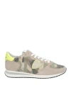 Philippe Model Man Sneakers Khaki Size 9 Leather, Textile Fibers In Beige