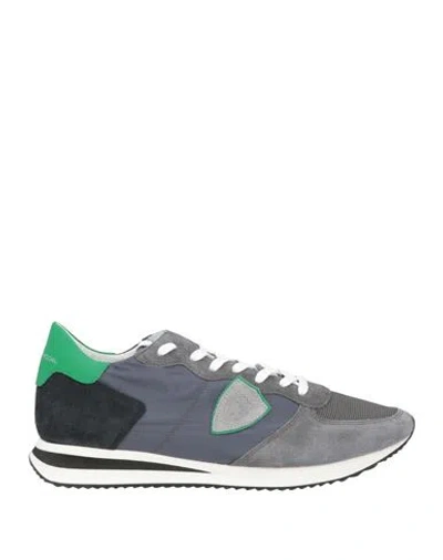 Philippe Model Man Sneakers Lead Size 7 Leather, Textile Fibers In Grey