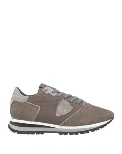 Philippe Model Man Sneakers Lead Size 9 Leather, Textile Fibers In Grey