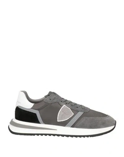Philippe Model Man Sneakers Lead Size 9 Leather, Textile Fibers In Gray