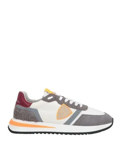 Philippe Model Man Sneakers Lead Size 9 Leather, Textile Fibers In Grey