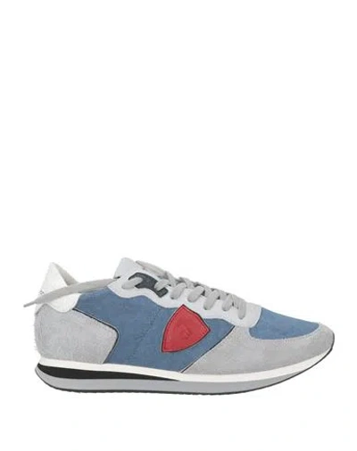 Philippe Model Man Sneakers Light Blue Size 9 Leather, Textile Fibers