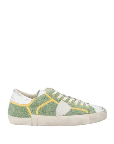 Philippe Model Man Sneakers Light Green Size 8 Leather, Textile Fibers