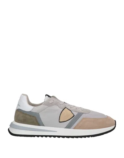 Philippe Model Trpx Sneakers In Green Suede And Fabric