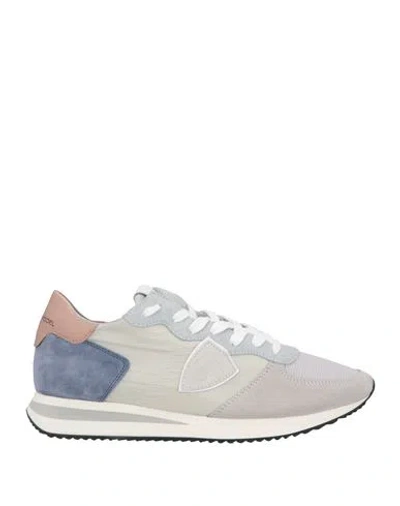 Philippe Model Man Sneakers Light Grey Size 7 Leather, Textile Fibers