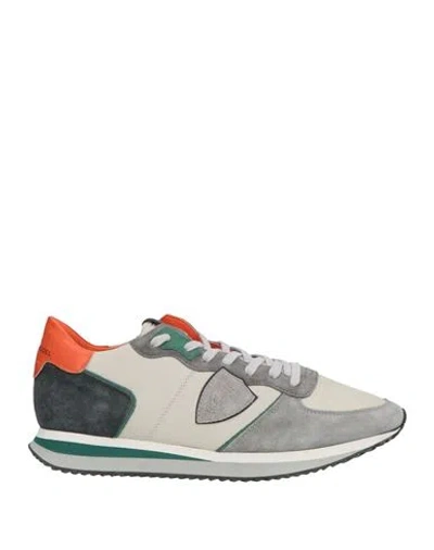 Philippe Model Man Sneakers Light Grey Size 9 Leather, Textile Fibers In Gray