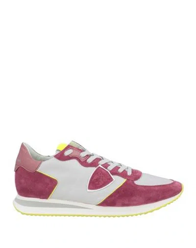 Philippe Model Man Sneakers Magenta Size 9 Leather, Textile Fibers