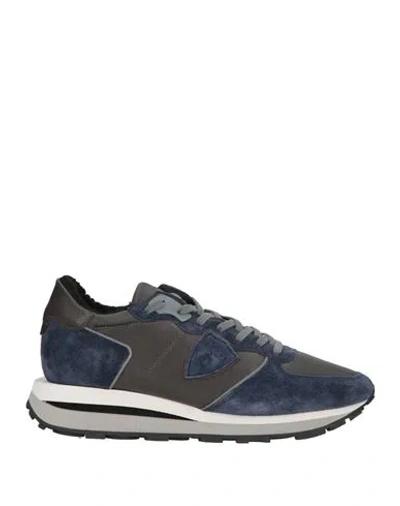 Philippe Model Man Sneakers Midnight Blue Size 9 Leather, Textile Fibers